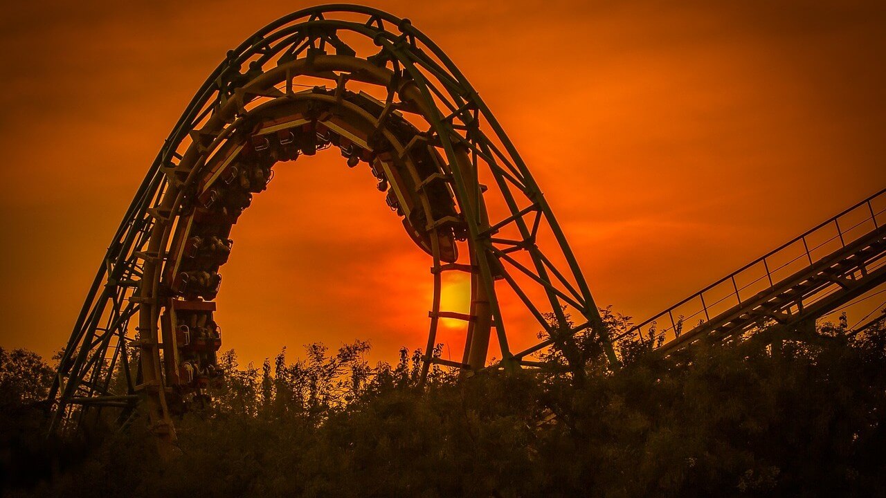 Rollercoaster ride going upside down
